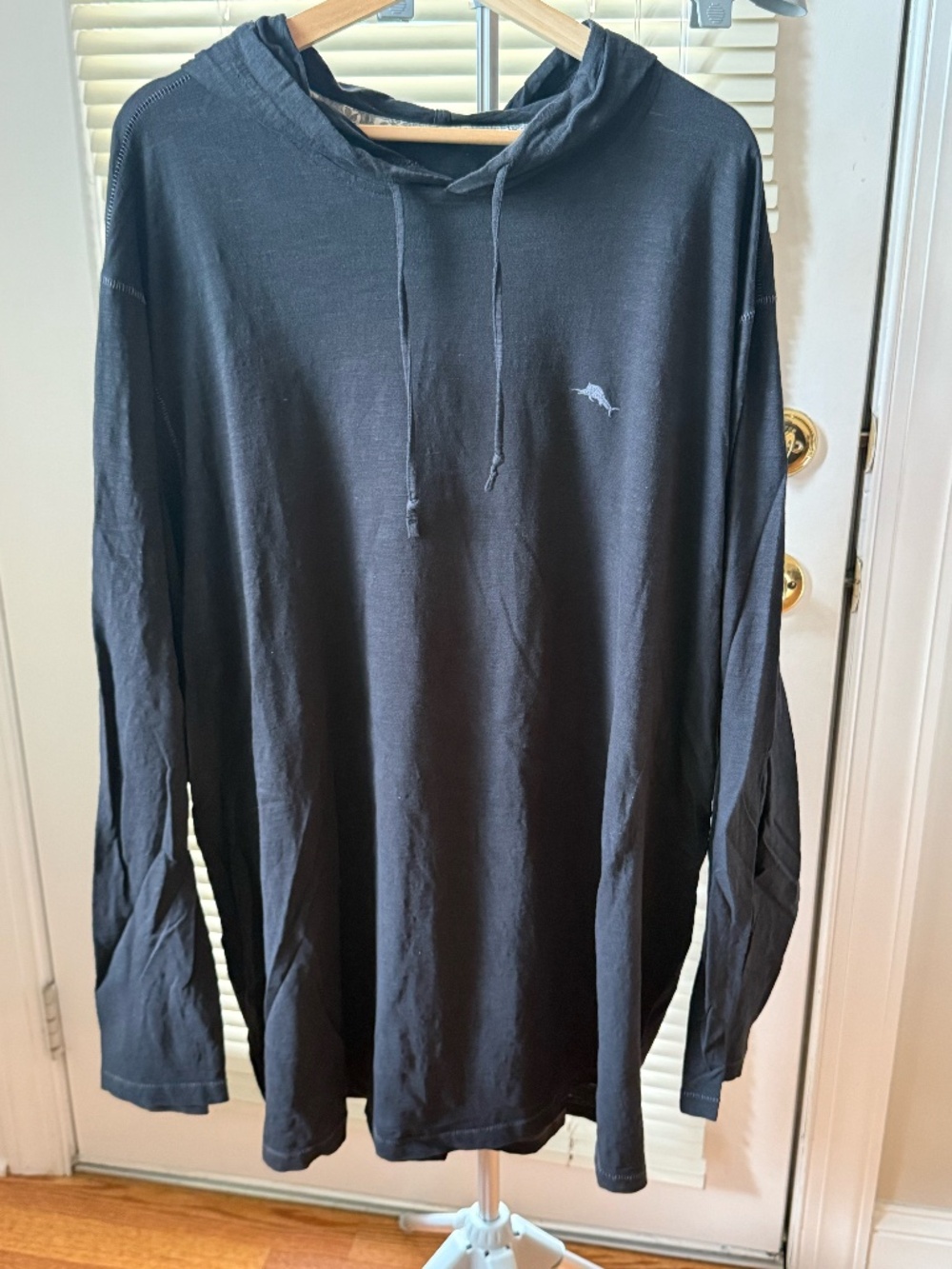 Tommy Bahama Men’s Black Lightweight Hooded Long Sleeve Shirt 2XLB Big Tall